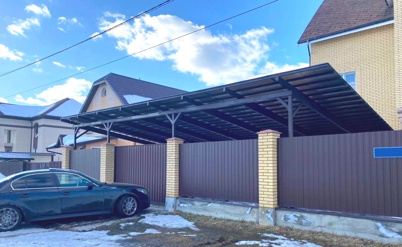 Односкатный навес-беседка для сада